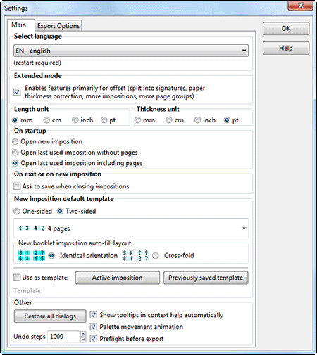 Program settings
